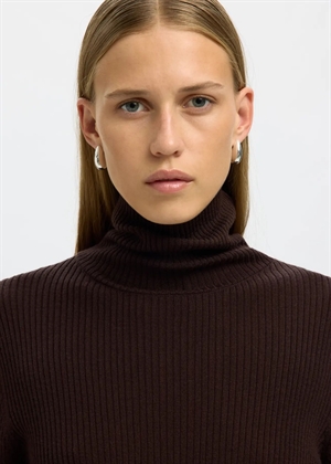 Thea ls merino wool knit roll neck Chocolate Torte Selected Femme